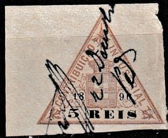 Revenue / Fiscaux / Fiscal, Portugal -|- Contribuição Industrial 1896 / 5 Rs. - Margem Média - Used Stamps