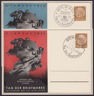 PP 122 C 75/01 + /02 "Tag Der Briefmarke", 1938, Beide Karten, Je Pass. Sst. "Berlin" - Stamped Stationery