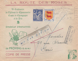 77 - PROVINS - Syndicat D' Initiatives - La Route Des Roses En 1953 ( Enveloppe Seule ) - Verzamelingen