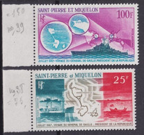 SPM - 1967 - POSTE AERIENNE YVERT N° 38/39 ** MNH - COTE YVERT = 78 EUR. - Unused Stamps