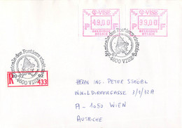 Belgium Registered FDC 1992 ATM CF Vise From Vise To Vienna (G116-73) - ATM - Frama (viñetas)