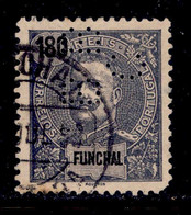 ! ! Funchal - 1898 D. Carlos 180 R - Af. 34 - USED With PERFIN - Funchal