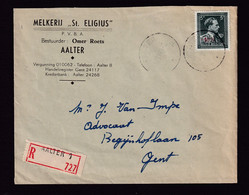 37/438 -- Lettre Recommandée TP Moins 10 % AALTER 1946 Vers GENT - Entete Melkerij St Eligius , Omer Roets - 1946 -10%