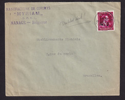 37/446 -- Enveloppe TP Moins 10 % Surcharge Locale MANAGE 1946 - Cachet Manufacture De Corsets "Myriam" SPRL - 1946 -10%