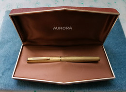 PENNA STILOGRAFICA AURORA 98 DORATA SATINATA 1963 ITALIAN VINTAGE FOUNTAIN PEN BOXED - Stylos