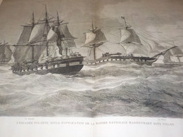 GRAVURE L ESCADRE VOLANTE MARINE NATIONALE SOUS VOILE 1880 - Boten