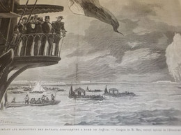GRAVURE VOYAGE PRESIDENTIEL A CHERBOURG A BORD DU SUFFREN 1880 - Boats
