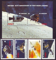 St. VINCENT - APOLLO - MOON - **MNH - 1989 - North  America