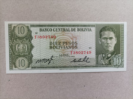 Billete De Bolivia De 10 Pesos Bolivianos, Año 1962, Uncirculated - Bolivia