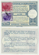 Romania 1940 Coupon Reponse International 16 Lei 2 Stamp 1+3 Lei Red King Charles II Postmark Bucharest Stapler Hole - Briefe U. Dokumente
