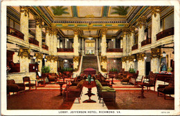 Virginia Richmond Jefferson Hotel Lobby 1930 - Richmond