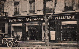 Valence - Avenue De La Gare, Magasin Fourrures Françon & Cie, Pelleterie - Carte De 1925 - Valence