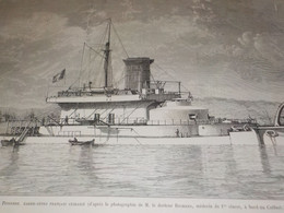 GRAVURE LE TONNERRE GARDE COTE FRANCAIS CUIRASSE 1878 - Bateaux