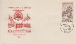 Enveloppe  FDC  1er  Jour    TCHECOSLOVAQUIE   30éme   Course   Motocycliste  De  GOTTWALDOV    1955 - Moto