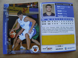 Basketball Card Lithuania Seb Bbl Baltic League Neptunas Klaipeda Team Player Anisimovas - Otros & Sin Clasificación