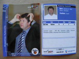 Basketball Card Lithuania Seb Bbl Baltic League Neptunas Klaipeda Team Coach Kuncaitis - Autres & Non Classés