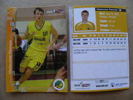 Basketball Card Lithuania Seb Bbl Baltic League Siauliai  Team Player Reminas - Autres & Non Classés