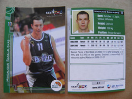 Basketball Card Lithuania Seb Bbl Baltic League Kedainiai Nevezis Team Player Sakalauskas - Sonstige & Ohne Zuordnung