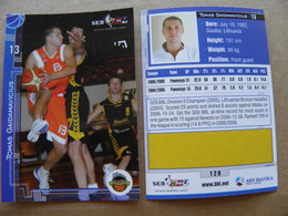 Basketball Card Lithuania Seb Bbl Baltic League Panevezys Team Player Gaidamavicius - Andere & Zonder Classificatie