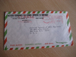 MONTERREY 1972 To New York USA ITESIM Meter Mail Cancel Air Mail Cover MEXICO - Mexico