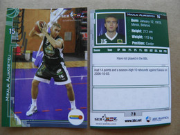 Basketball Card Latvia Seb Bbl Baltic League Valmiera Player Aliakseyeu - Autres & Non Classés