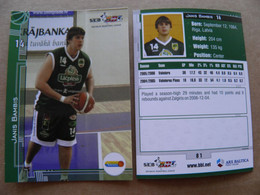 Basketball Card Latvia Seb Bbl Baltic League Valmiera Player Bambis - Autres & Non Classés