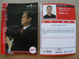 Basketball Card Latvia Seb Bbl Baltic League Barons Riga Team Coach Vetra - Other & Unclassified