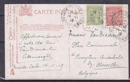 Monaco - Carte Postale De 1919 - Exp Vers Bruxelles - Vue De Nice - Le Paillon - Lettres & Documents