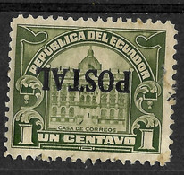 Ecuador 1927 1C Inverted Overprint Error POSTAL. Scott 226c. Mint - Ecuador