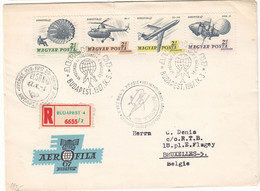 Hongrie - Lettre Recom De 1967 ° - Oblit Budapest - Hélicoptères - Avions - Parachutistes - Satellites - Covers & Documents