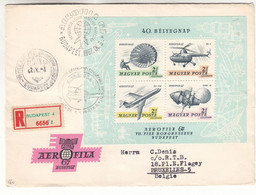 Hongrie - Lettre Recom De 1967 ° - Oblit Budapest - Hélicoptères - Avions - Parachutistes - Satellites - Covers & Documents