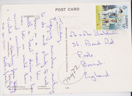 Carte Postale Guernesey Timbre Sport Cricket Stamp Air Mail Postcard Guernsey 1986 - Cricket
