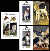 LIBERIA 2022 - Dogs In Paintings, M/S + 2 S/S. Official Issue [LIB220205] - Cani