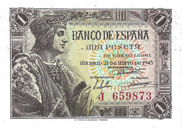 ESPAGNE 1943 1 Peseta - P.126a  Neuf UNC - 1-2 Peseten