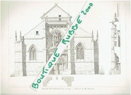 PLAN DESSIN 1899 BELLOY EN FRANCE EGLISE SAINT GEORGES ARCHITECTE RENARD - Ile-de-France