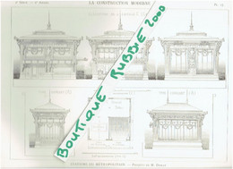 PLAN DESSIN 1899 PARIS STATION DU METROPOLITAIN ELEVATION DE L EDICULE C ETOILE PROJETS ARCHITECTE HENRY DURAY - Parijs