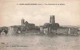 PONT SAINT ESPRIT Vue Générale Et Le Rhône - Pont-Saint-Esprit