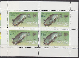 DDR  3097, Kleinbogen, Postfrisch **, Süßwasserfische, 1987 - Bloques