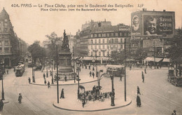 PARIS : LA PLACE CLICHY PRISE VERS LE BOULEVARD DES BATIGNOLLES - Squares