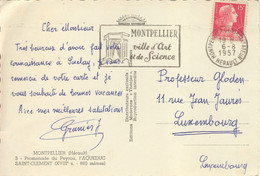 15F MARIANNE DE MULLER SEUL TARIF PARTICULIER CARTE POSTALE LUXEMBOURG + DE 5 MOTS 6/08/57 - 1921-1960: Modern Tijdperk