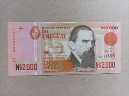 Billete De Uruguay De 2000 Nuevos Pesos, Año 1989 Serie A, UNC - Uruguay