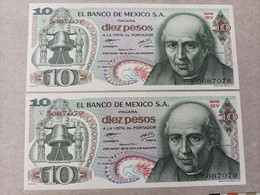 Pareja Correlativa De México De 10 Pesos, Año 1977, UNC - Mexique