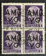 1945 /47 - Venezia Giulia  AMG VG Imperiale - 1 Lira - Quartina Usati - Used