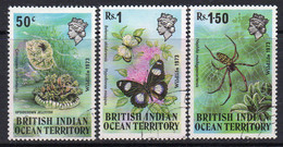 British Indian Ocean Territory BIOT 1973 5c Wildlife I Set Of 3, Used, SG 53/5 (A) - Territorio Británico Del Océano Índico