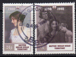 British Indian Ocean Territory BIOT 1990 Queen Mother 90th Birthday Set Of 2, Used, SG 106/7 (A) - Territorio Britannico Dell'Oceano Indiano