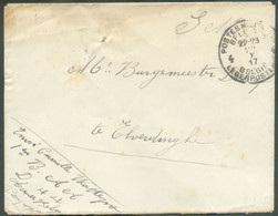 Enveloppe En S.M. De (sc) POSTES MILITAIRES BELGIQUE 4 Du 22-X-1917 Vers Elverdinghe (Zone Non Envahie) Via (cachet Au V - Armée Belge