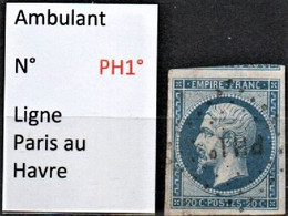 Timbre Ambulant N° PH1°, Ligne Paris à Le Havre - Unclassified