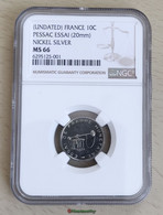 Essai 10 Cent EURO Essai De Frappe Monétaire €, NON Magnétique, Frappe Monnaie, Blanche Gradé NGC Pessac - Abarten Und Kuriositäten