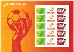 World Men's Handball Year 2015 In Qatar - Full Commemorative Stamp Sheet , Mascot Sports Games - Limited Issue - Handball