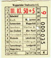 Wuppertal Schwebebahn ~1951 50+5 Pfg III.Klasse - Fahrschein Boleto Biglietto Ticket Billet - Europa